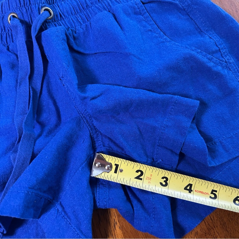 Linen Blend Shorts Bundle | Women XS |Blue & White | Elastic Waist Casual Summer - Picture 9 of 10